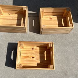 3 Wooden Storage Baskets