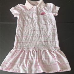 Nike Pink and Green Striped Polo Dress