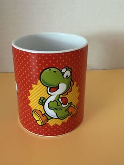 Nintendo Super Mario Bros Coffee Mug Mario Luigi Yoshi Red Polka Dot 4 Inch OBO