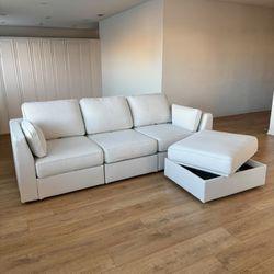 Lovesac Coastal White Brushed Weave 4 Seat 5 Side Sactional - 🚚 FREE DELIVERY // $50 FINANCING 💸