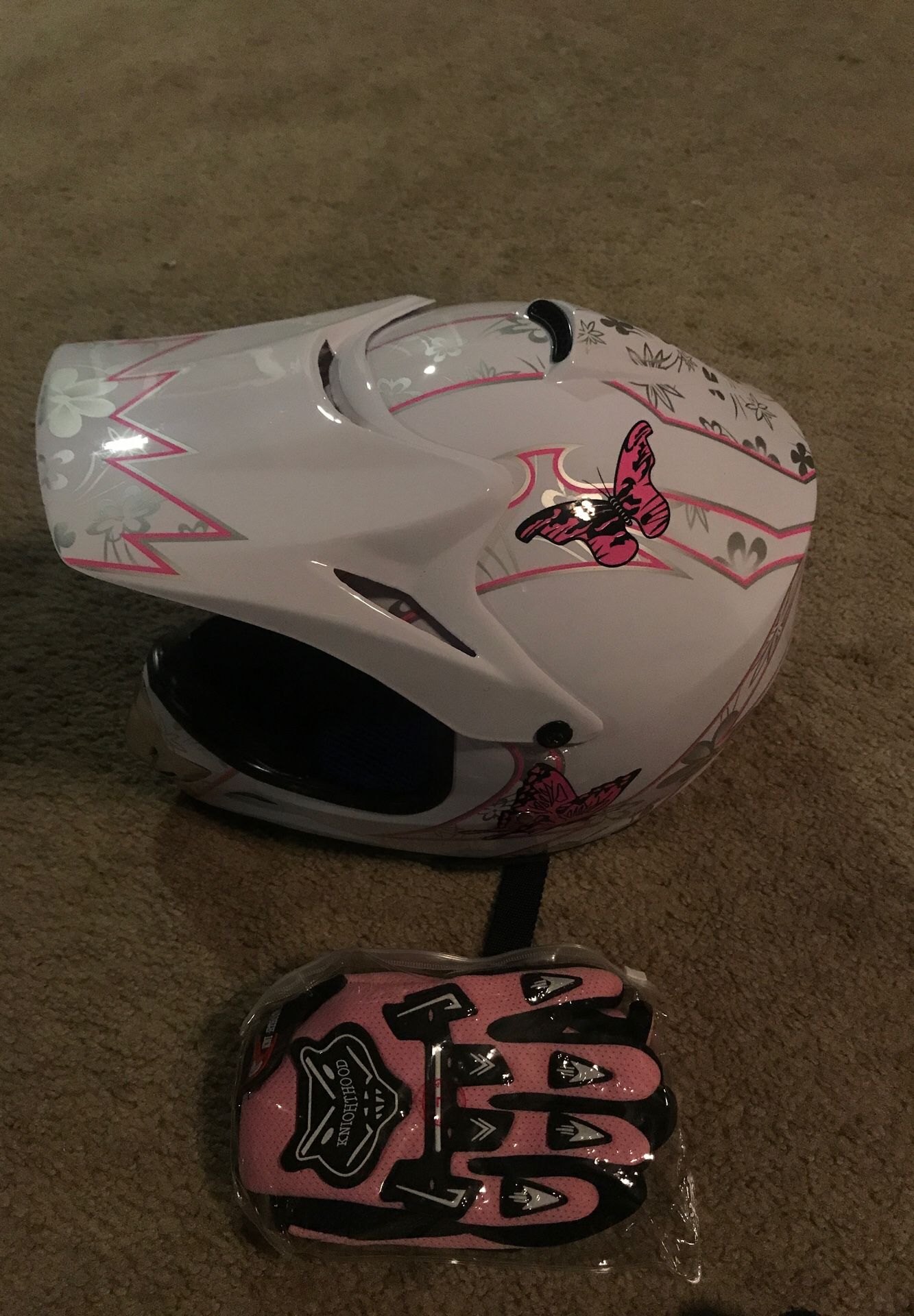 Brand new kids pink and white atv helmet