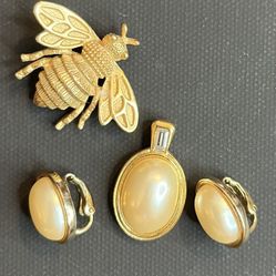 Vintage Avon Jewelry Brooch, Earrings, Pendant 