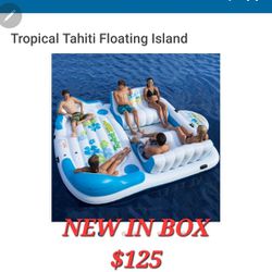 NEW IN BOX- Tropical Tahiti Floating Island- 6 PERSON/ Built In Cooler 