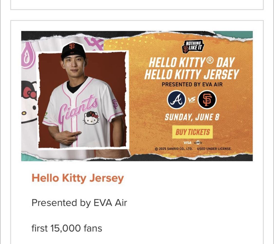 Giants Hello Kitty Game . June 8