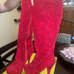 Red High Heel Boots