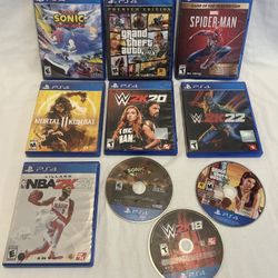 PS4 Video Games Lot Of 10 In VG Condition/ Complete Lot Only 