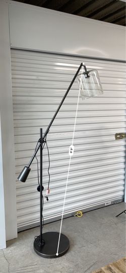 Black Arc Floor Lamp with Glass Shade