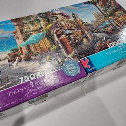 2pk Thomas Kinkade Studios puzzles 1000pc & 750pcs