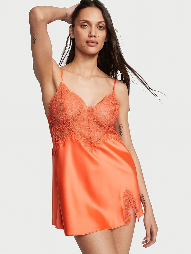 VICTORIA'S SECRET Lace Top Satin Slip L LAST ONE