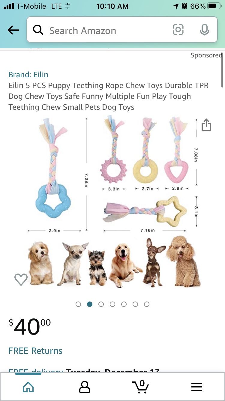 Eilin 5 PCS Puppy Teething Rope Chew Toys