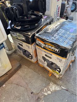 McGRAW V-style two stage. Cas iron air compressor pump. 175 psi max. 15-0 Scfm 90 psi 1180  RPM max