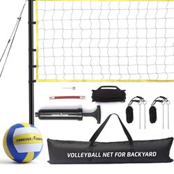 Volleyball Net Outdoor - Includes 32x3 Ft Large Regulation Size Net, Soft Volleyball, Carrying Bag, Boundary Lines, Steel Poles & Pump - Large Volleyb