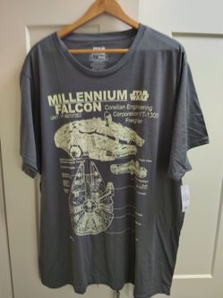 Star Wars Millennium Falcon Blueprint Graphic T-Shirt NWT
