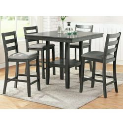 5 Piece Dining Set Counter Height Grey Storage Shelve Firm Price $420 Financing Available 