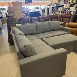 Fabric Convertible Sleeper Sectional 