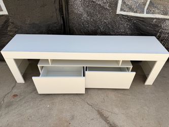 White TV Stand with Two Drawers