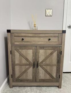 Kitchen Storage Cabinet, Farmhouse Coffee Bar Cabinet, Rustic Brown
