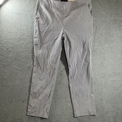 Counterparts Womens Large Striped Pull On Stretch Slim Leg Ankle Pants Blue