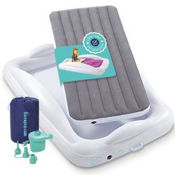 Hiccapop Inflatable Toddler Travel Bed with Safety Bumpers