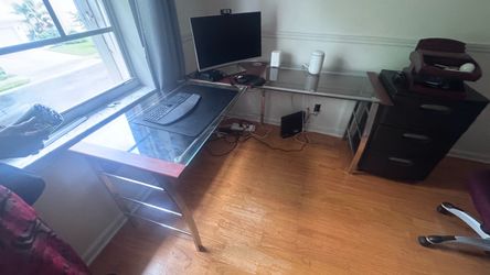 Glass corner desk