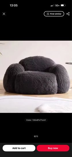 black plush fluffy couch sofa one seater