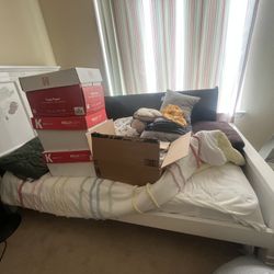 White Twin Size Bed Frame With Mattress!!!!