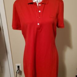 Lacoste Slim Fit Short Sleeve Red Polo Dress Size 42-10