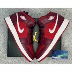 Jordan 1 Mid Red Quilt 7 Youth