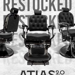 ATLAS Black Chrome Barber Chair