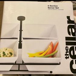 The Cellar Whiteware Serveware 4 Section Condiment Dish martial is Porcelain