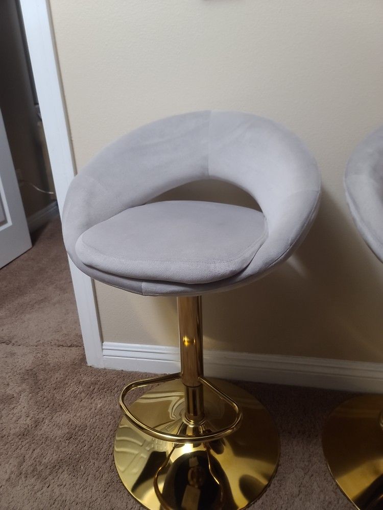 Two Bar Stool, Like New. Velvet Swivel Bar Stools 