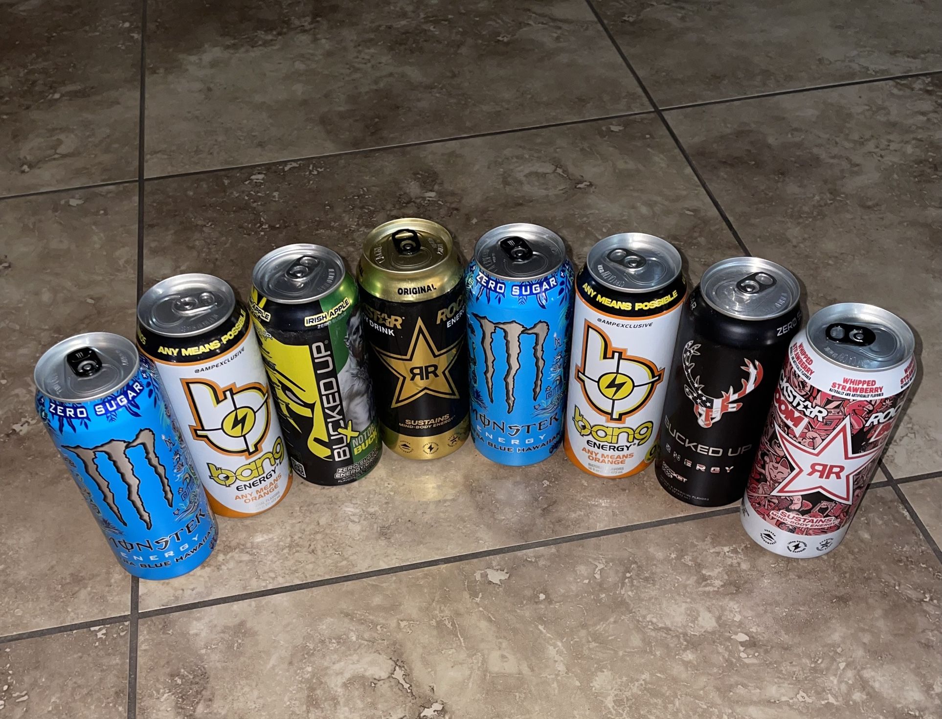 8 Energy Drinks Variety Pack - Monster, Bang, Bucked Up, & Rockstar