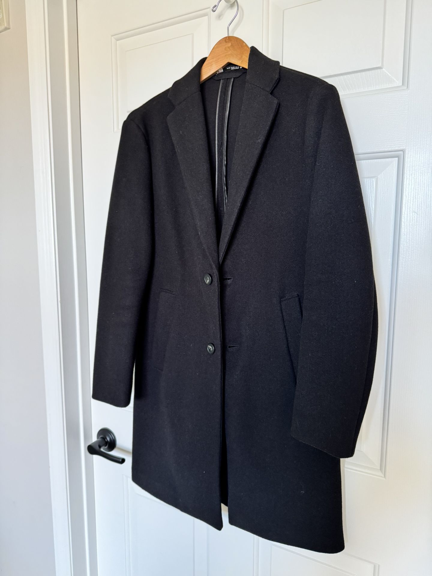 Zara Men's Classic Black Trench Coat