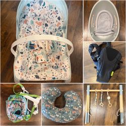Baby Haul ($245 Value!): chair rocker, doorway bouncer, tub with net, boppy, gym, carrier
