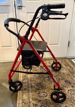 Drive Medical Rollator - Red - (R800RD) four-wheel walker with seat
