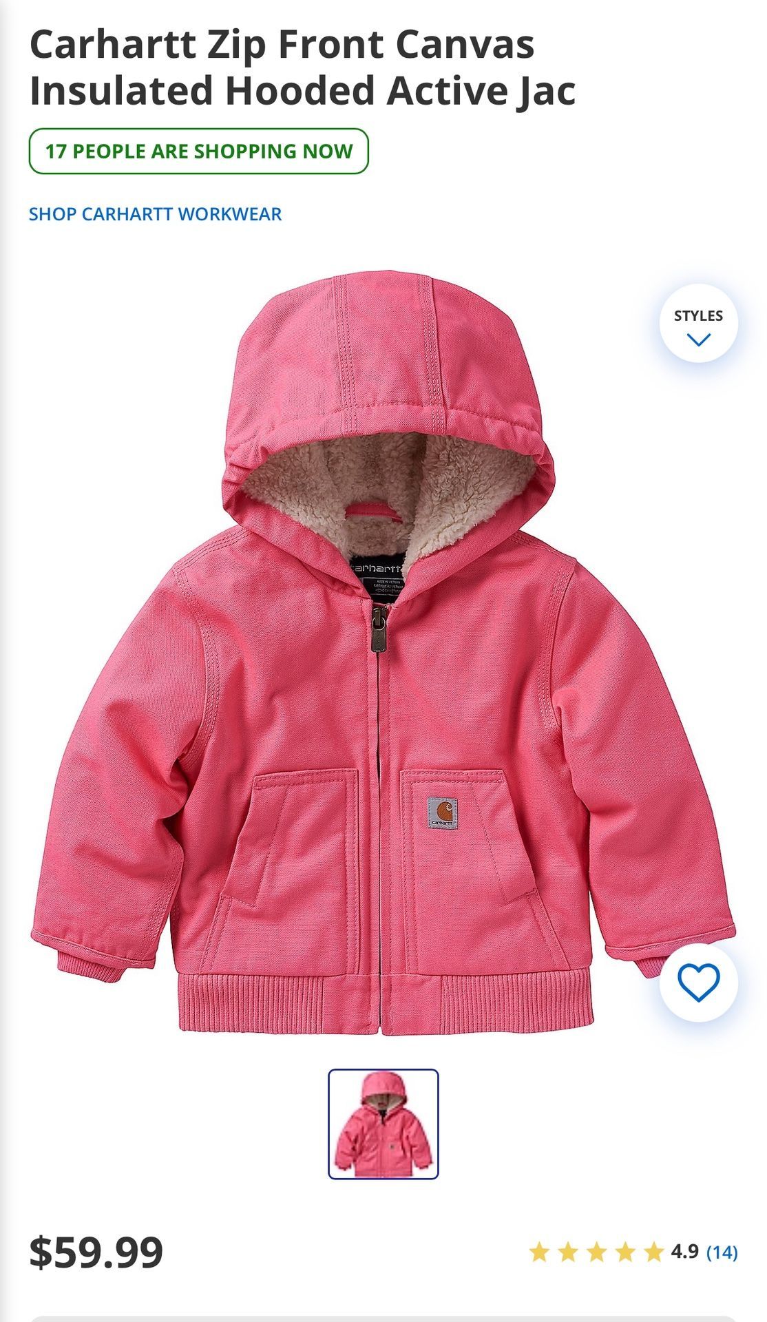 Carhartt Medium blue Sherpa-Lined Cotton Canvas Jacket