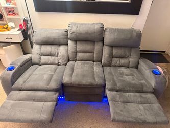 Grey Couch Recliner/LED lights