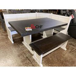 Solid Wood Dining Nook With Bench 