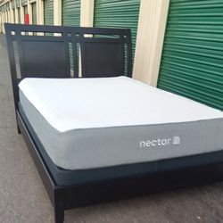 QUEEN BED FRAME WITH BOX SPRING AND MATTRESS
