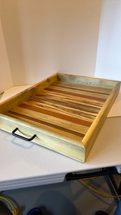 Large Handmade Wood Serving Tray 21”x16” with Handles