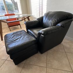 Leather Armchair And Ottoman