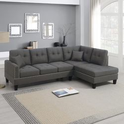 2-Piece Sectional Set w/ 2 Accent Pillows - Dark Coffee