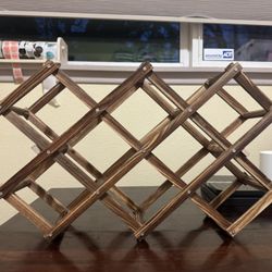 Vintage Collapsible Wooden Wine Holder Rack Boho Style