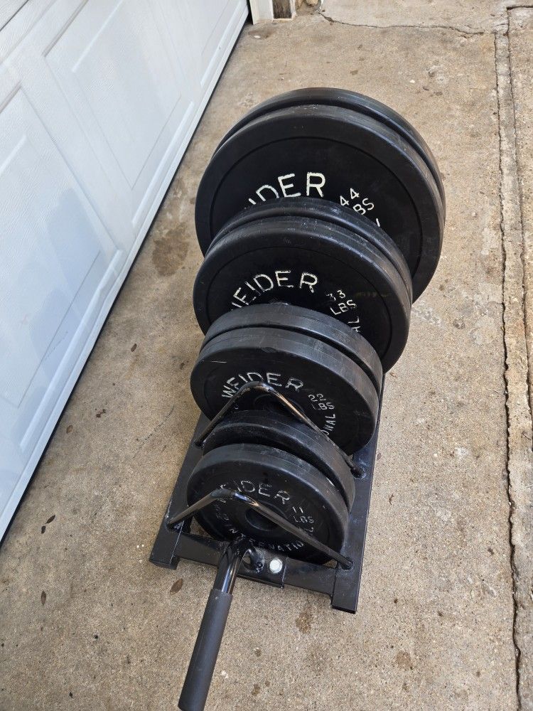 265lb Olympic Weight Set Plus Swiss Bar