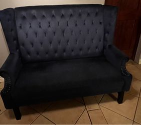 Navy Blue Tufted Wingback Loveseat