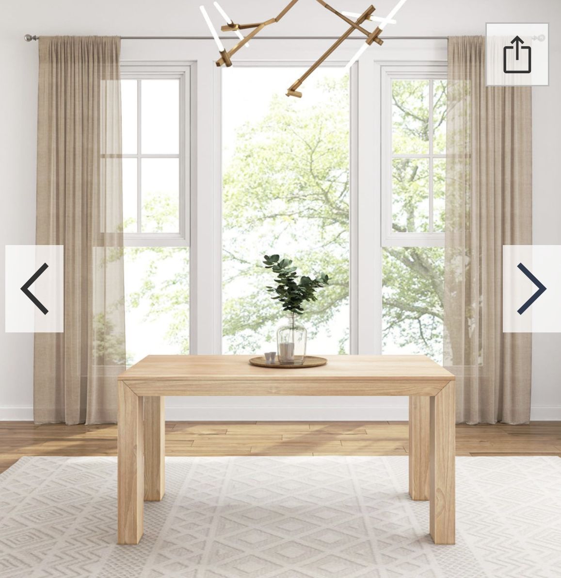 Dining Wood Table and White Chairs