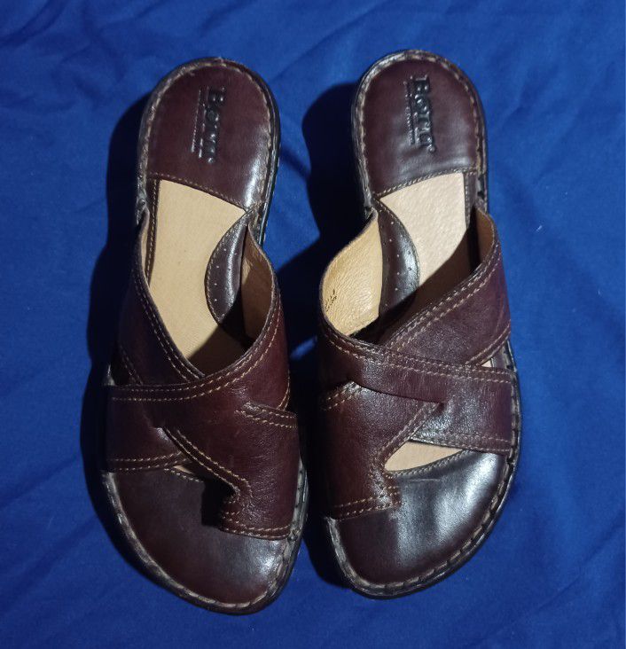 "Born" Leather Criss-cross Toe Strap Sandals Size 8 Women's 