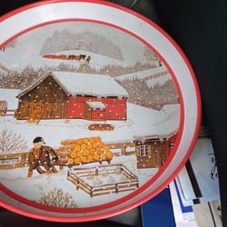 Country Scene Metal Tray