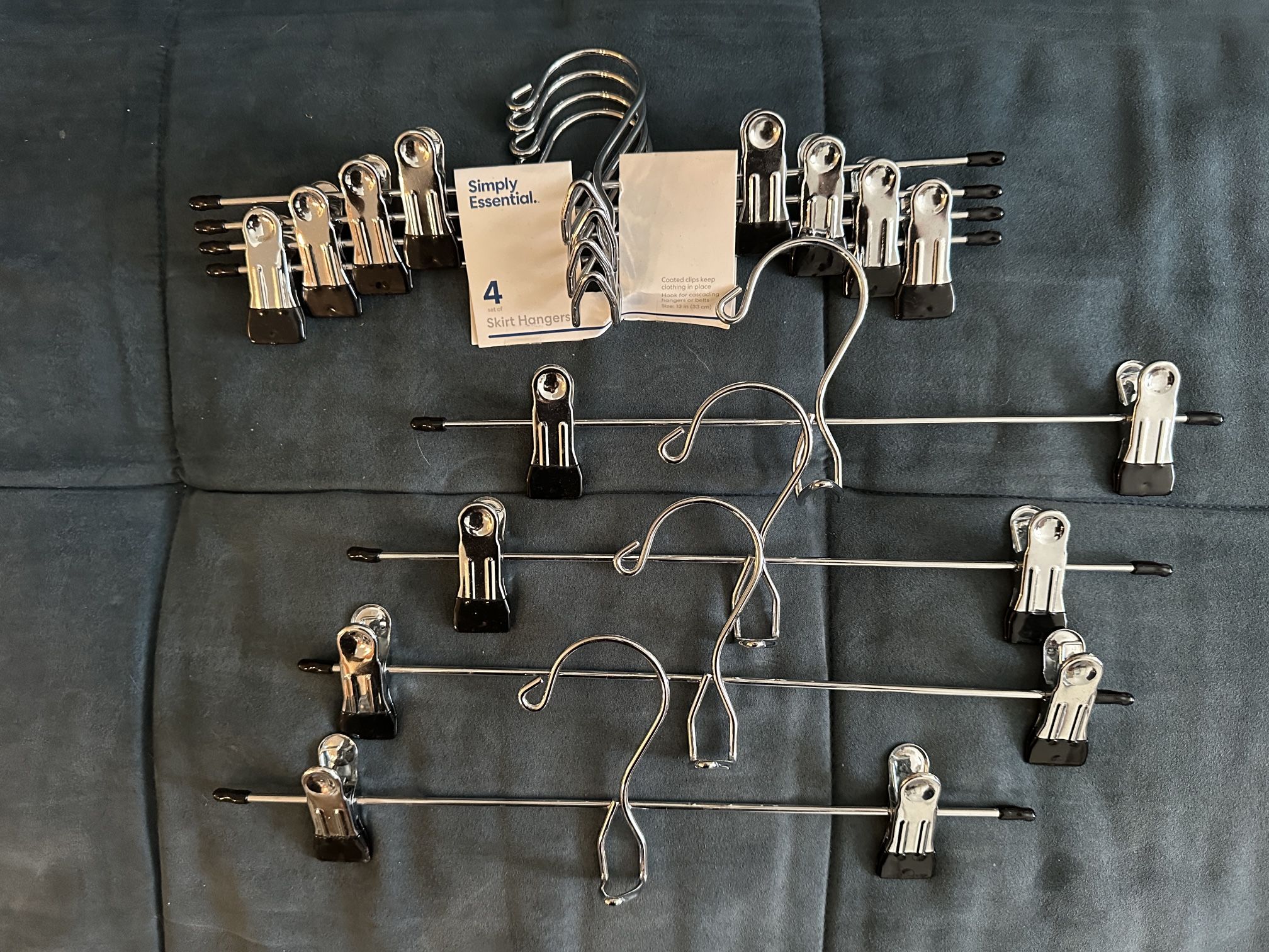 Two 4-packs (8) Simply Essential Home Skirts & Pants Hangers with Clips for Closet