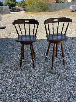 2 Solid Wood Spindle Back Swivel Bar Stools ~ 29” ~ CAN DELIVER!!!